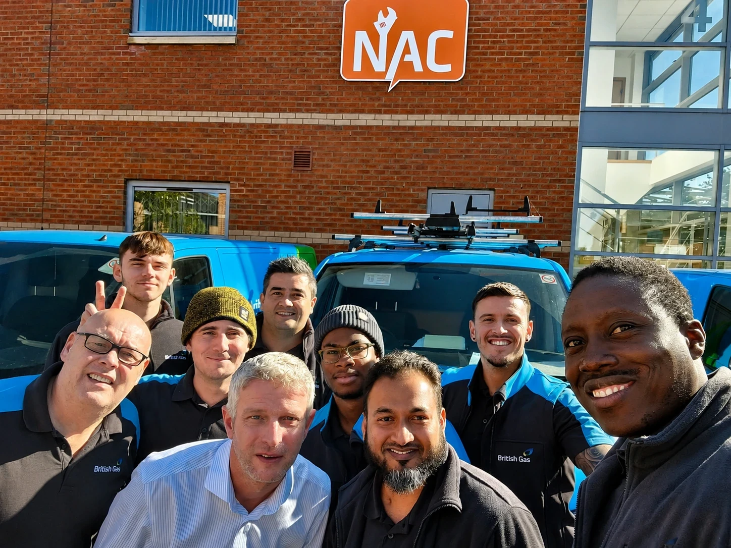 British Gas engineers with the NAC team outside NAC's Wakefield head office