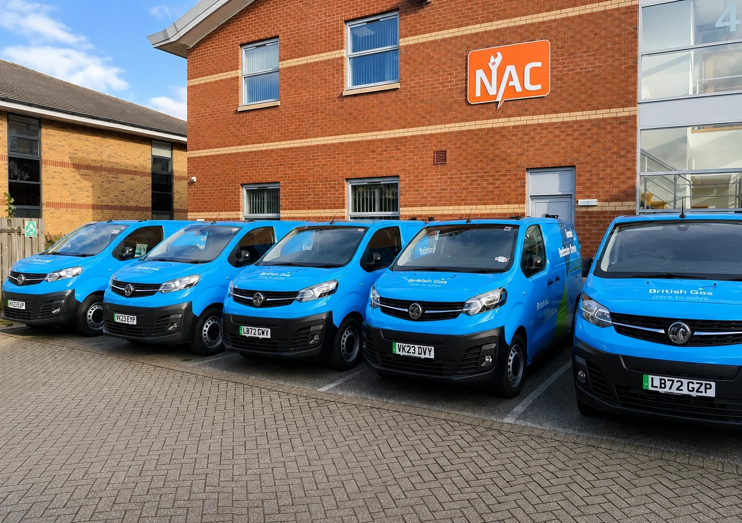 British Gas engineer vans parked outside NAC's head office